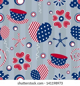 Seamless pattern for 4th of July, American Independence Day.