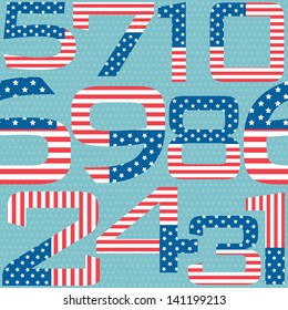  Seamless pattern for 4th of July, American Independence Day.
