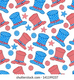  Seamless pattern for 4th of July, American Independence Day.