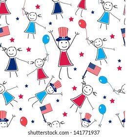 Seamless pattern for 4th of July, American Independence Day.