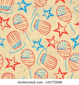 Seamless pattern for 4th of July, American Independence Day.