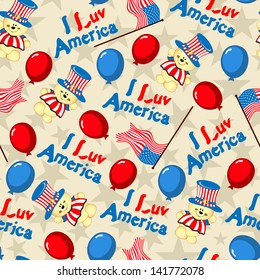Seamless pattern for 4th of July, American Independence Day.