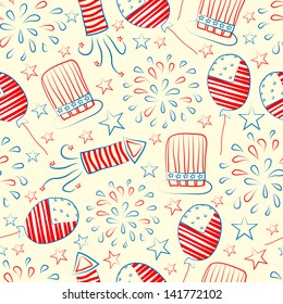 Seamless pattern for 4th of July, American Independence Day.