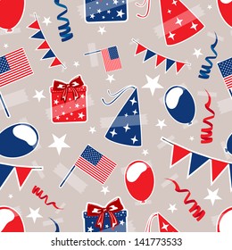 Seamless pattern for 4th of July, American Independence Day.