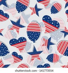 Seamless pattern for 4th of July, American Independence Day.