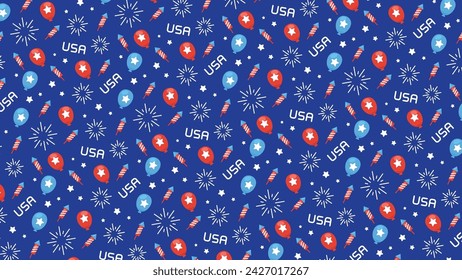 Seamless pattern for the 4th of July, American Independence Day.