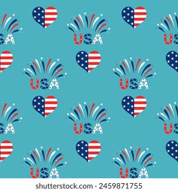 Seamless pattern for the 4th of July celebration. Vector graphics.