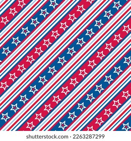 Seamless Pattern of 4th of July, Stars and and Stripes -Independence Day Vector Illustration