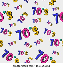 Seamless Pattern of 70's Generation Colourful