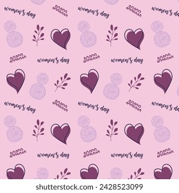 Seamless pattern 8 march Happy Woman's Day background. Vector.
