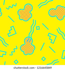 Seamless pattern with 80s memphis style and vibrant psychedelic colors