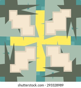 Seamless pattern of 8-Bit shapes and plus symbol