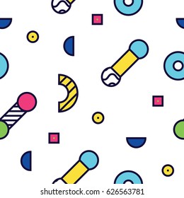 Seamless pattern in 90 80 style with simple geometric elements shapes