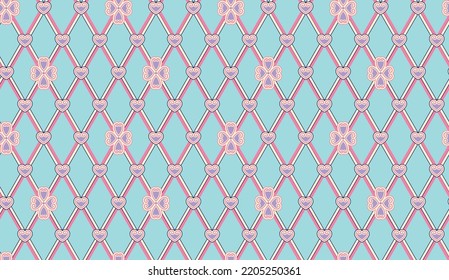 seamless pattern with 90's style heart and flower pastel, illustrations for banners, cards, flyers, social media wallpapers, etc.