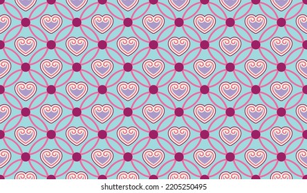 seamless pattern with 90's style heart and flower pastel, illustrations for banners, cards, flyers, social media wallpapers, etc.