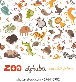 Seamless pattern ABC zoo