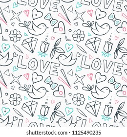 Seamless pattern about love