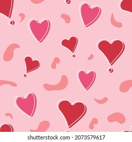 Seamless pattern about love. Pink and red