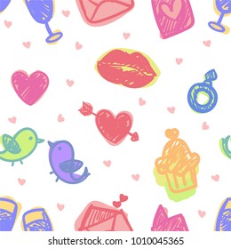 seamless pattern about valentines day. valentines day seamless pattern. background for valentines day. Vector Illustration.