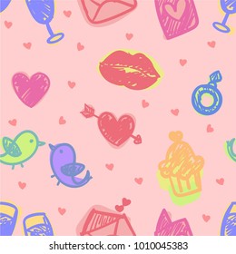 seamless pattern about valentines day. valentines day seamless pattern. background for valentines day. Vector Illustration.