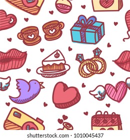 seamless pattern about valentines day. valentines day seamless pattern. background for valentines day. Vector Illustration.