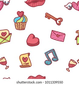 seamless pattern about valentines day. valentines day seamless pattern. background for valentines day. Vector Illustration.