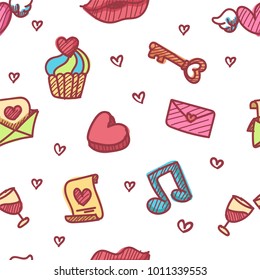 seamless pattern about valentines day. valentines day seamless pattern. background for valentines day. Vector Illustration.