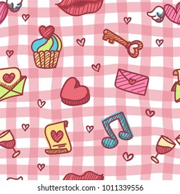 seamless pattern about valentines day. valentines day seamless pattern. background for valentines day. Vector Illustration.