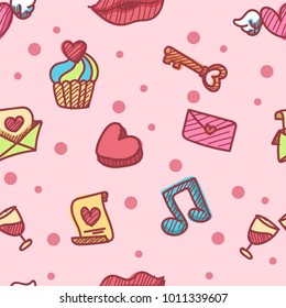 seamless pattern about valentines day. valentines day seamless pattern. background for valentines day. Vector Illustration.
