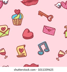 seamless pattern about valentines day. valentines day seamless pattern. background for valentines day. Vector Illustration.