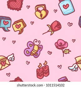 seamless pattern about valentines day. valentines day seamless pattern. background for valentines day. Vector Illustration.