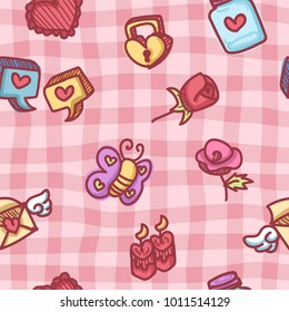 seamless pattern about valentines day. valentines day seamless pattern. background for valentines day. Vector Illustration.