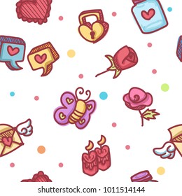 seamless pattern about valentines day. valentines day seamless pattern. background for valentines day. Vector Illustration.