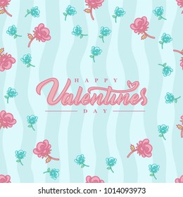 seamless pattern about valentines day with text. valentines day seamless pattern with text. background for valentines day. Vector Illustration. rose pattern with text.