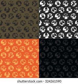 Seamless pattern about vampire for Halloween in style flat