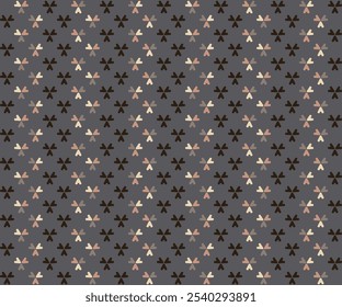 Patrón sin fisuras con flor abstracta de 3 pliegues en color naranja claro y oscuro sobre fondo gris. Ilustración vectorial, para la camisa masculina dama vestido de tela textil cubierta decoración Fondo de pantalla de fondo