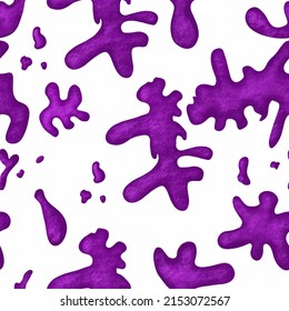 Seamless Pattern Abstract Amorphous Purple Blots on white Background Modern Pattern
