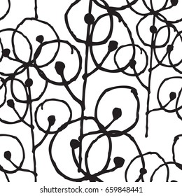 Seamless pattern with abstract art of a flowers. Hand drawn vector illustration for your design wallpaper or other stuff.