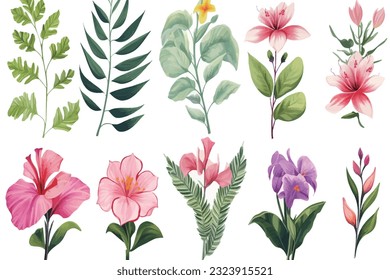 Seamless pattern, abstract art. Watercolor painting, children's wallpaper. Hand drawn plants. Palms, rainforest, leaves, flowers. modern Art. Prints, wallpapers, posters, cards, murals