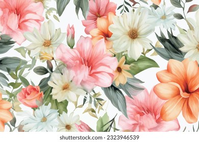 Seamless pattern, abstract art. Watercolor painting, children's wallpaper. Hand drawn plants. Palms, rainforest, leaves, flowers. modern Art. Prints, wallpapers, posters, cards, murals