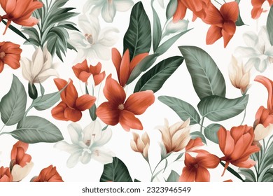 Seamless pattern, abstract art. Watercolor painting, children's wallpaper. Hand drawn plants. Palms, rainforest, leaves, flowers. modern Art. Prints, wallpapers, posters, cards, murals