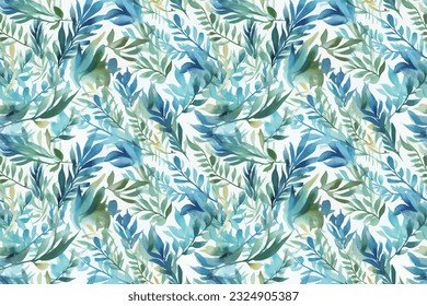 Seamless pattern, abstract art. Watercolor painting, children's wallpaper. Hand drawn plants. Palms, rainforest, leaves, flowers. modern Art. Prints, wallpapers, posters, cards, murals