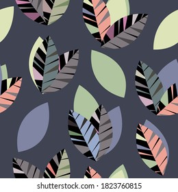 Seamless pattern with abstract autumn leaves. Minimalistic design for wallpaper, fabric, covers, paper.