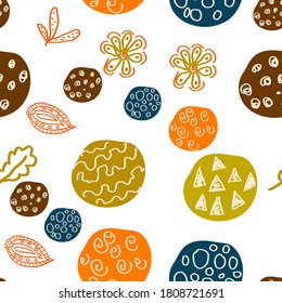 seamless pattern abstract autumn vector graphics isolated on white background Memphis style