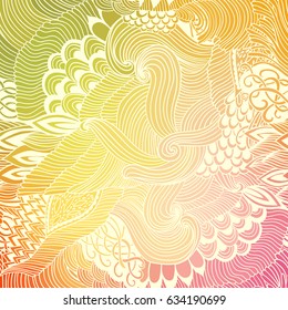 Seamless pattern abstract background with colorful ornament. Hand draw illustration, coloring book zentangle. Algae sea motif.