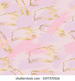 Seamless pattern. Abstract background in pink colors. Pastel rose gold brush strokes. Vector illustration