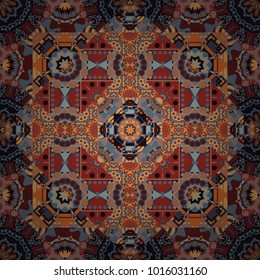 Seamless pattern abstract background with random size squares. A mosaic of squares in black, gray and brown colors. Modern stylish vector colorful texture.