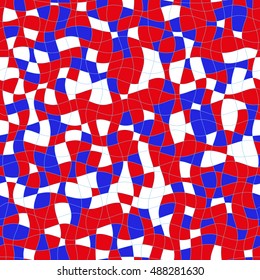 Seamless pattern. Abstract background from random  elements on white, red, blue colors. Vector illustration. EPS10.