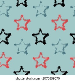 Seamless pattern, abstract background with star in pastel muted color, imitation of graffiti vector illustration for textile, wallpaper and wrapping paper