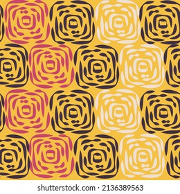 Seamless pattern of abstract background.Rectangular.Yellow,red,black,white color.Image for clothing,carpet,quilt,shawl, pillow.Vector.Illustration.